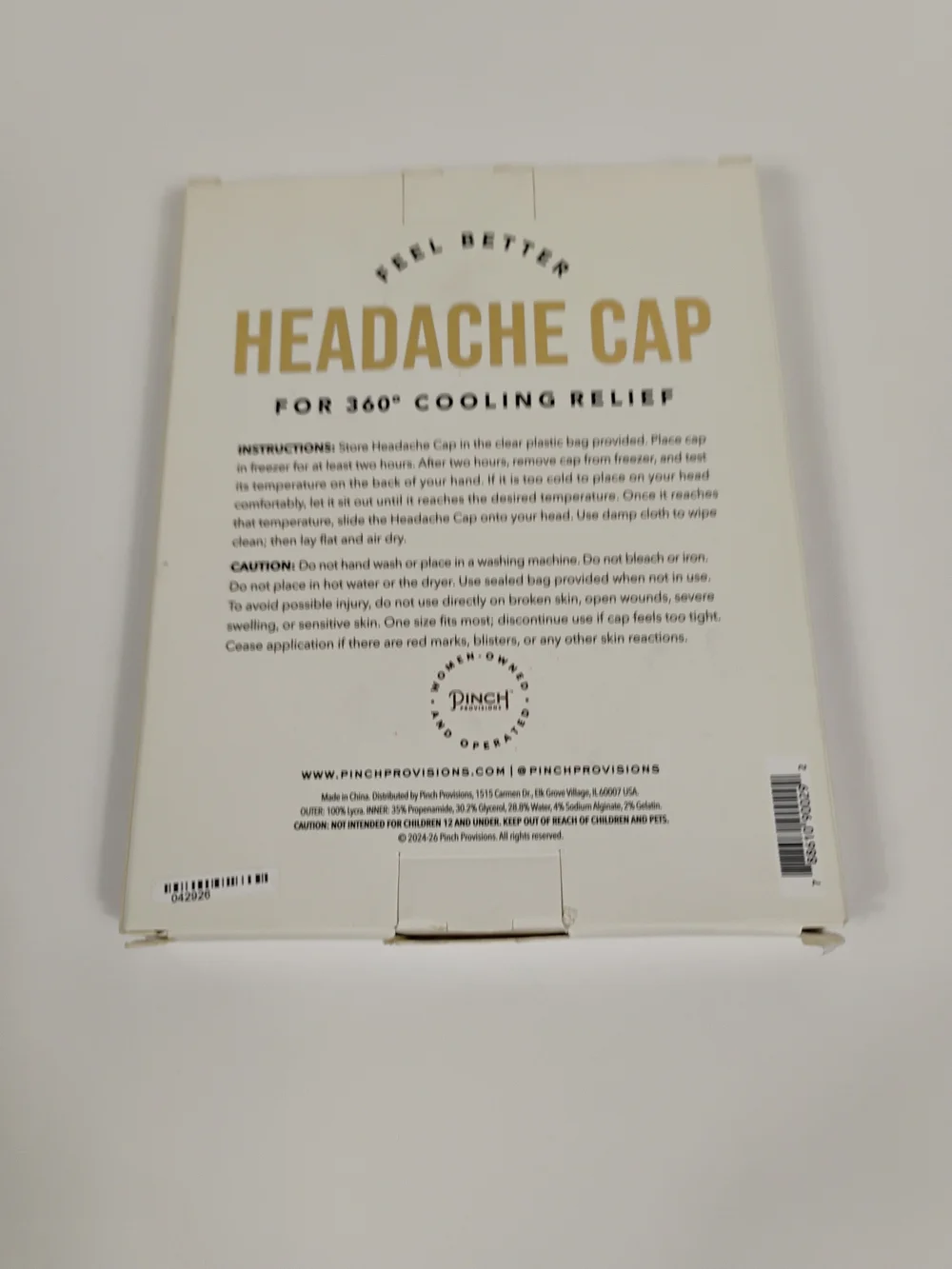 Black Headache Cap - Cooling Relief Mask